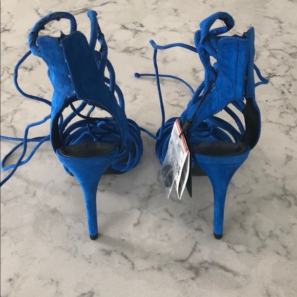 Zara royal blue laced high heels - Picture 3 of 10